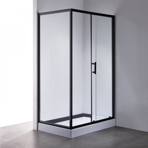 Душевое ограждение Comforty 33B, чёрный профиль, с поддоном, 1200×800×1925 мм