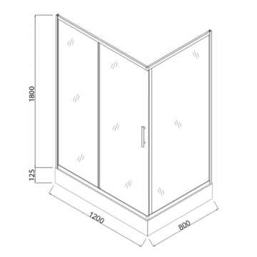 Душевое ограждение Comforty 33V, прозрачное стекло с рисунком линии, 120×80×192.5 см